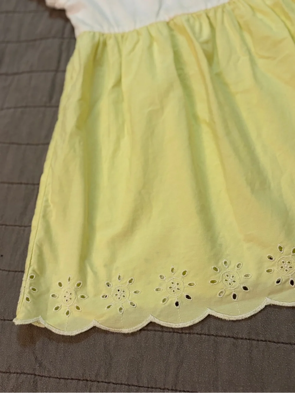 Girls 3T ~ baby GAP ~ White Puff-Sleeve Top with Pale Yellow Eyelet Skirt Dress